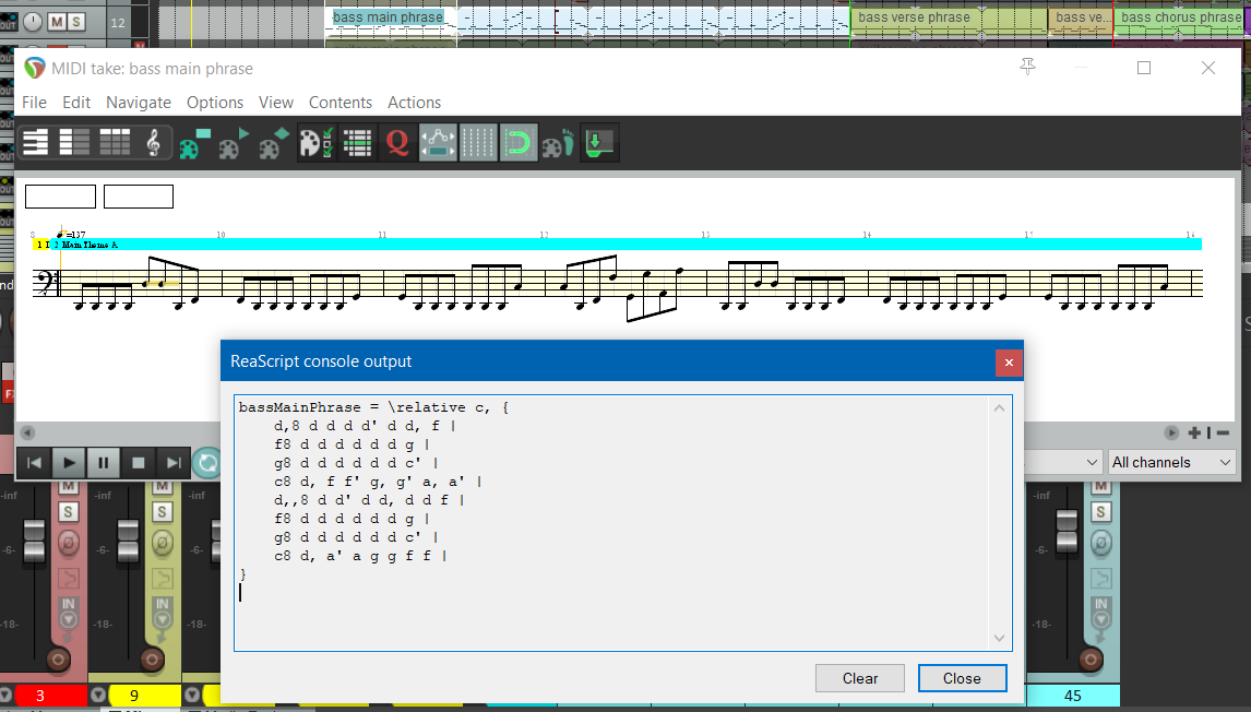 lilypond result for a bass MIDI item