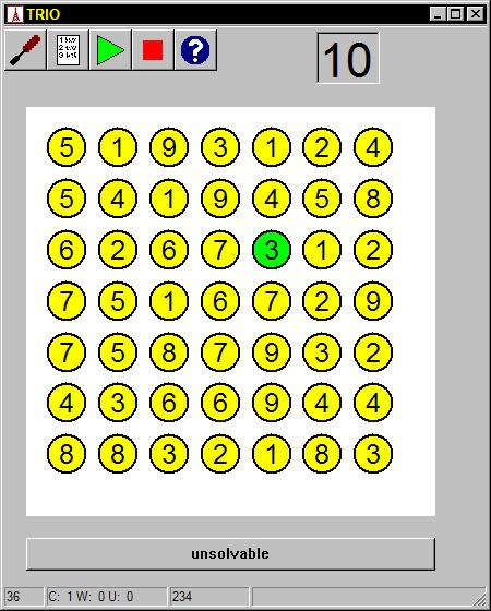screenshot from Trio game after
                              left-click on token